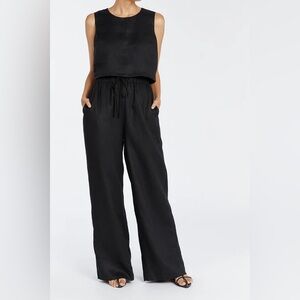 DISSH Gina Black Linen Elastic Waist Pant size 2